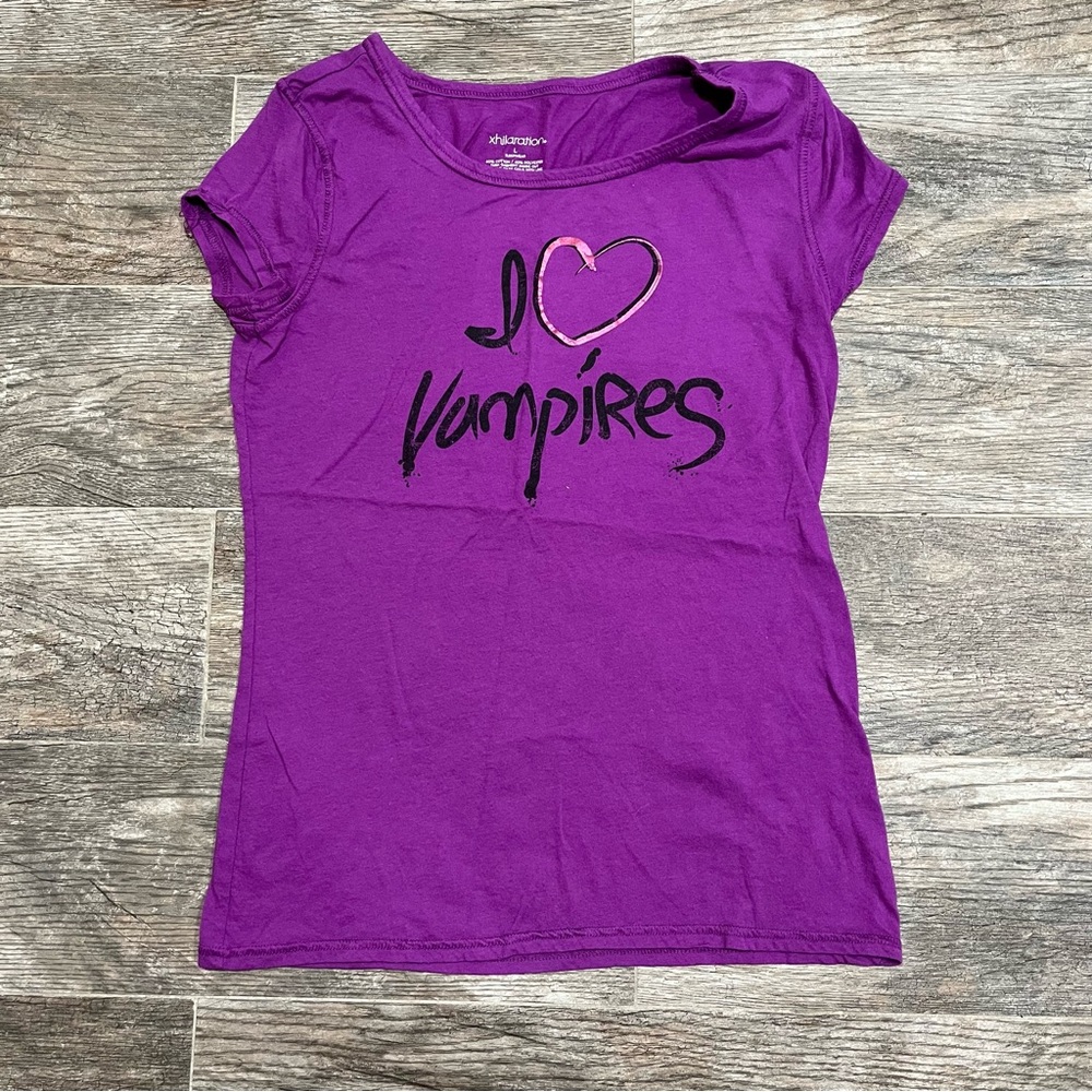 Purple "I ♥ Vampires" Graphic Tee